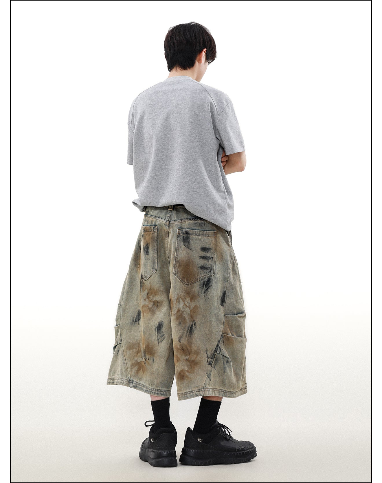 ニッチ ワイドレッグ クロップドパンツ P2073
