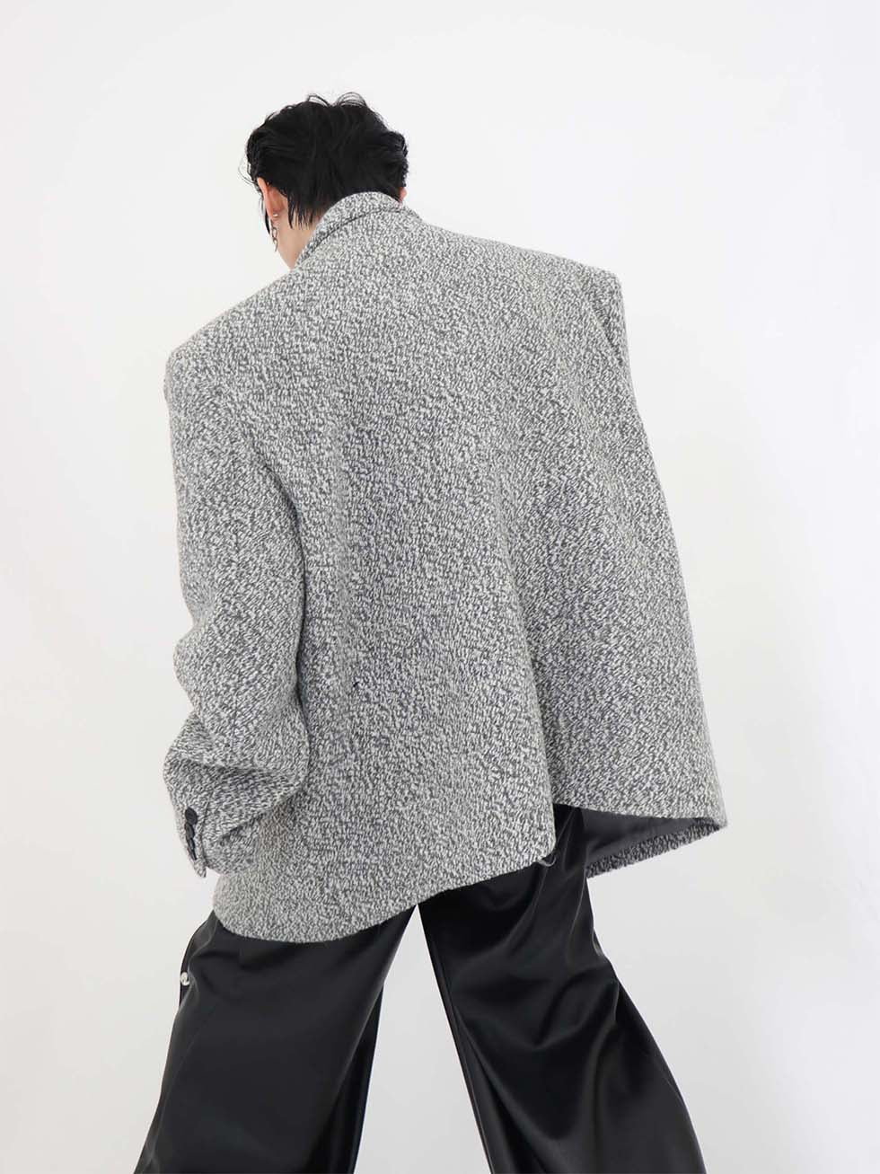 Shoulder pad thick wool jacket P1065