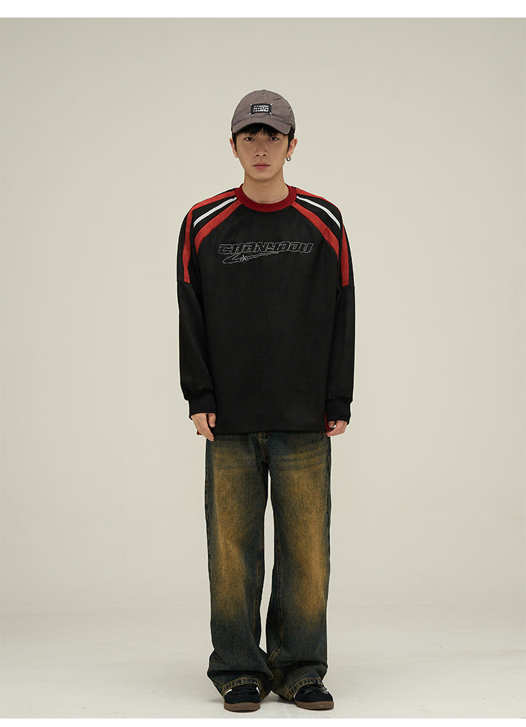 Retro round neck sports sweatshirt P618