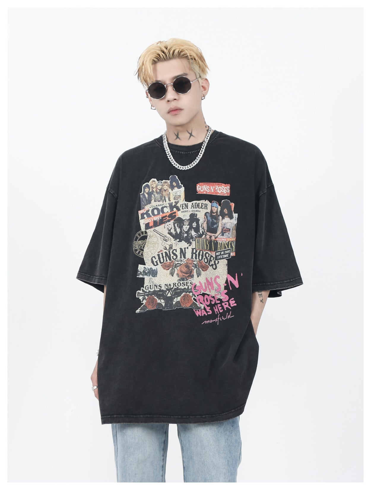 レトロフロントグラフィックTシャツ P198