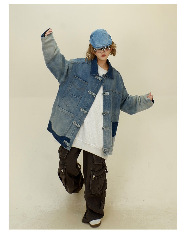 데미지 가공 데님 재킷 P1276