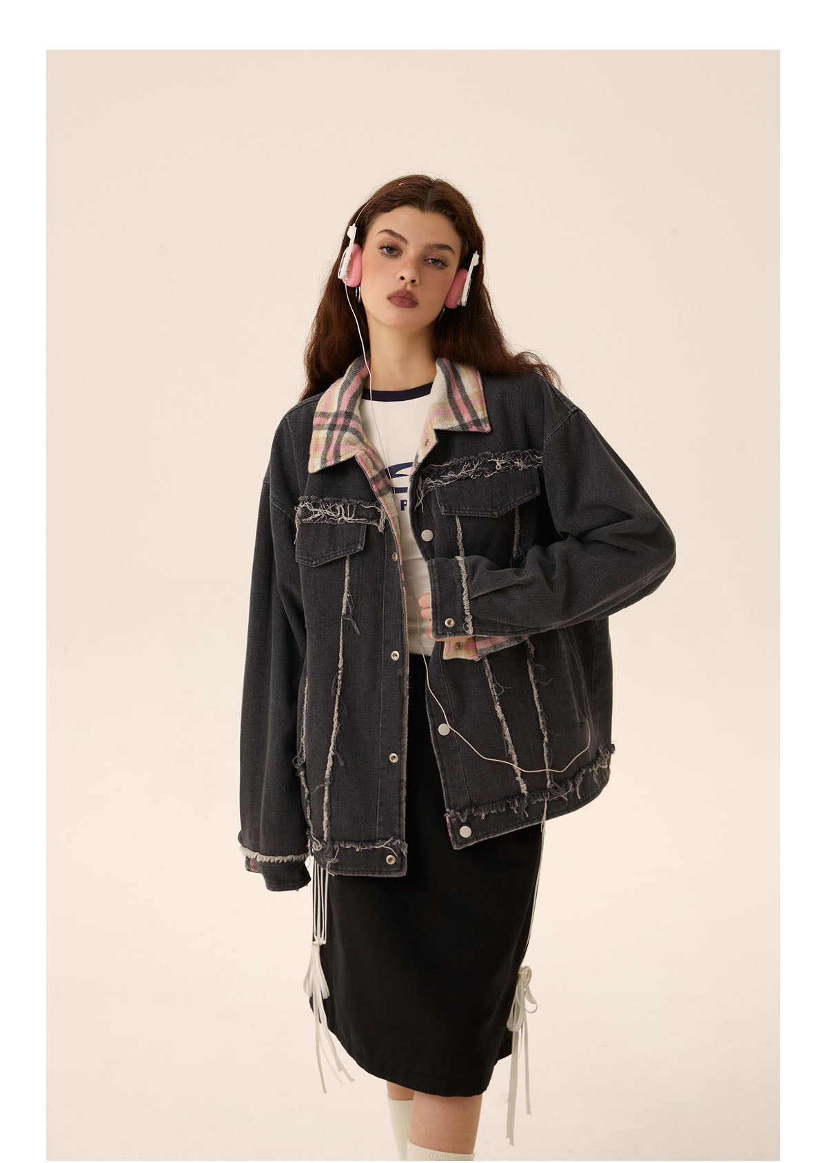 Reversible Damaged Denim Jacket P417