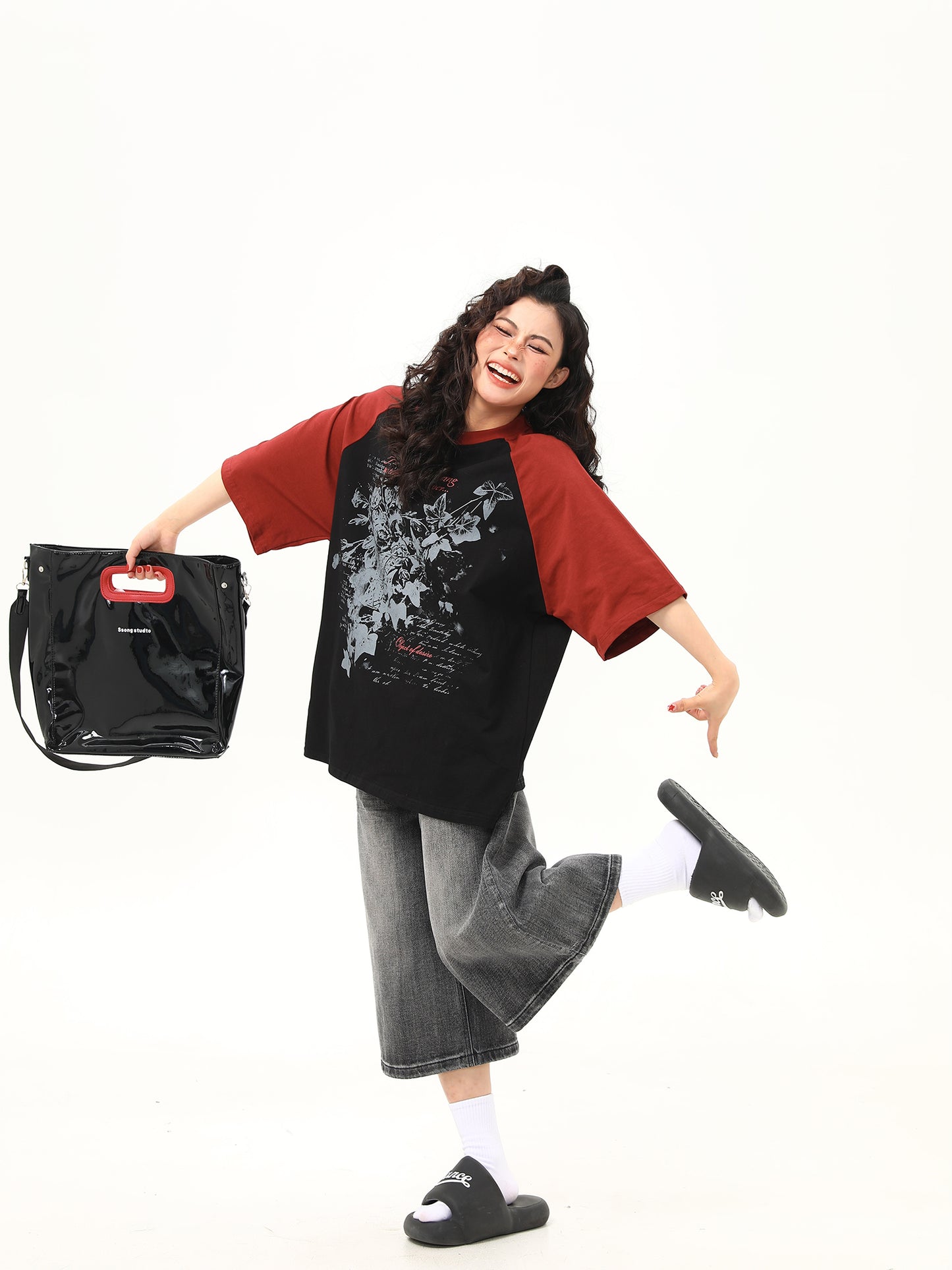 花柄プリント Tシャツ P2049