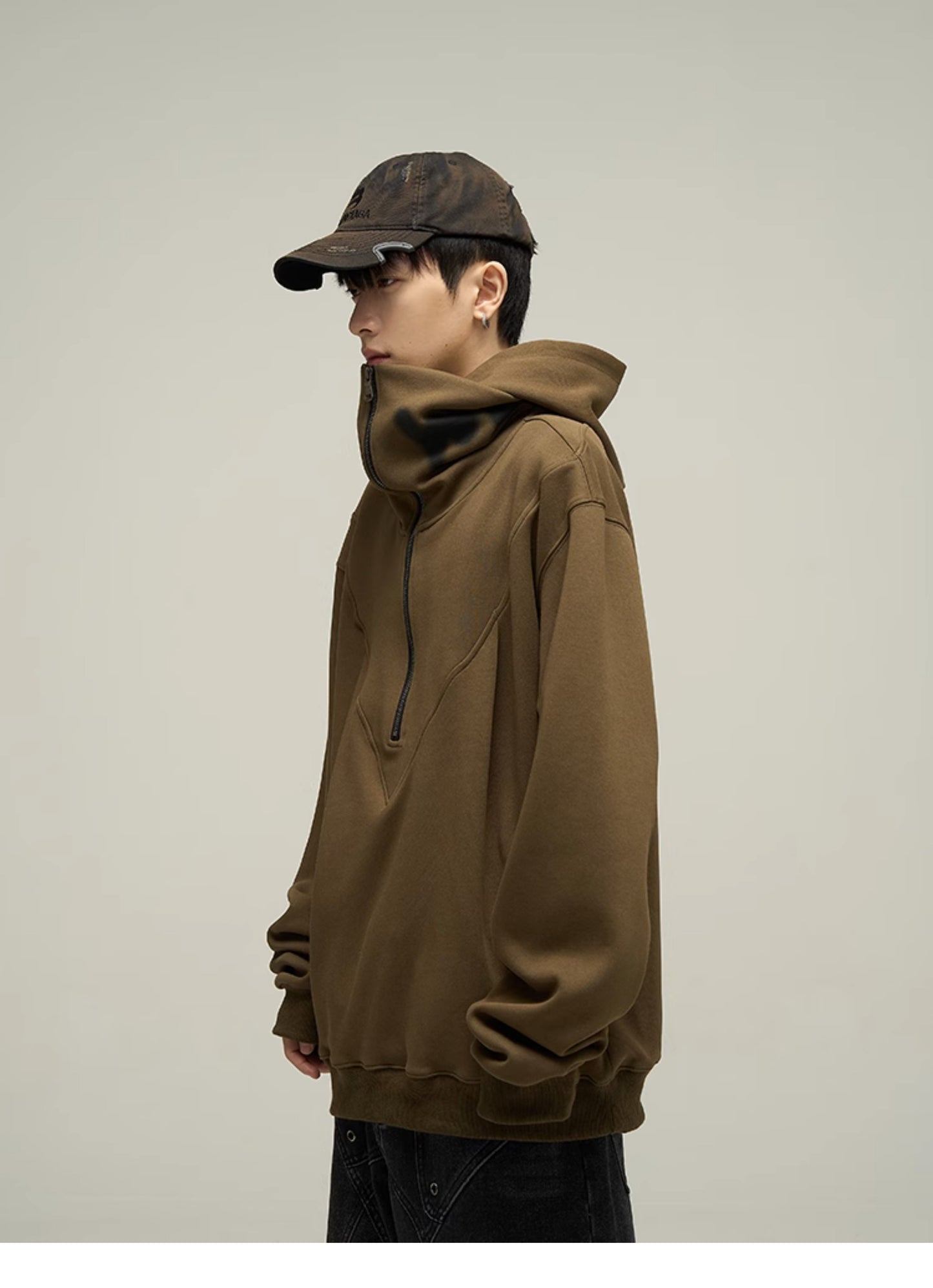 하프 Zip 헤비 파커 P342