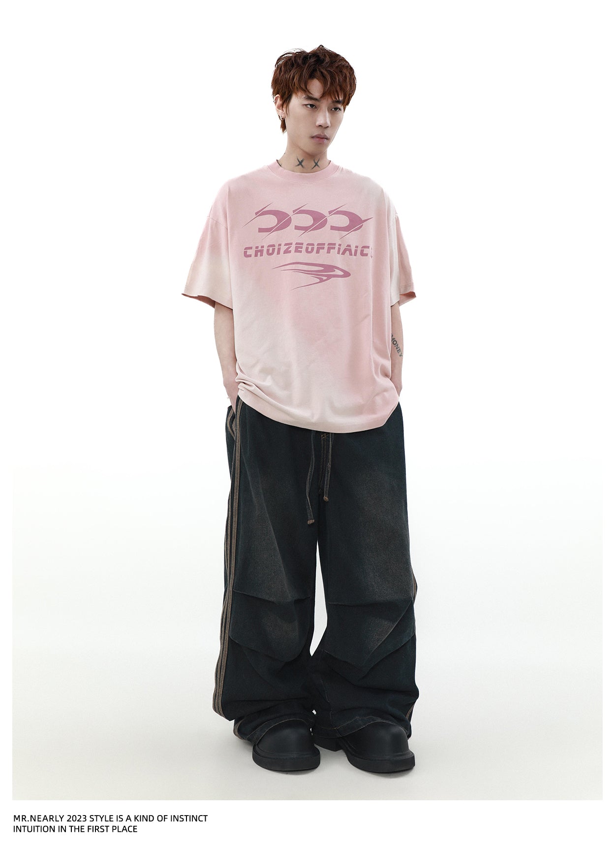 American retro wash gradient short sleeve T-shirt P1339