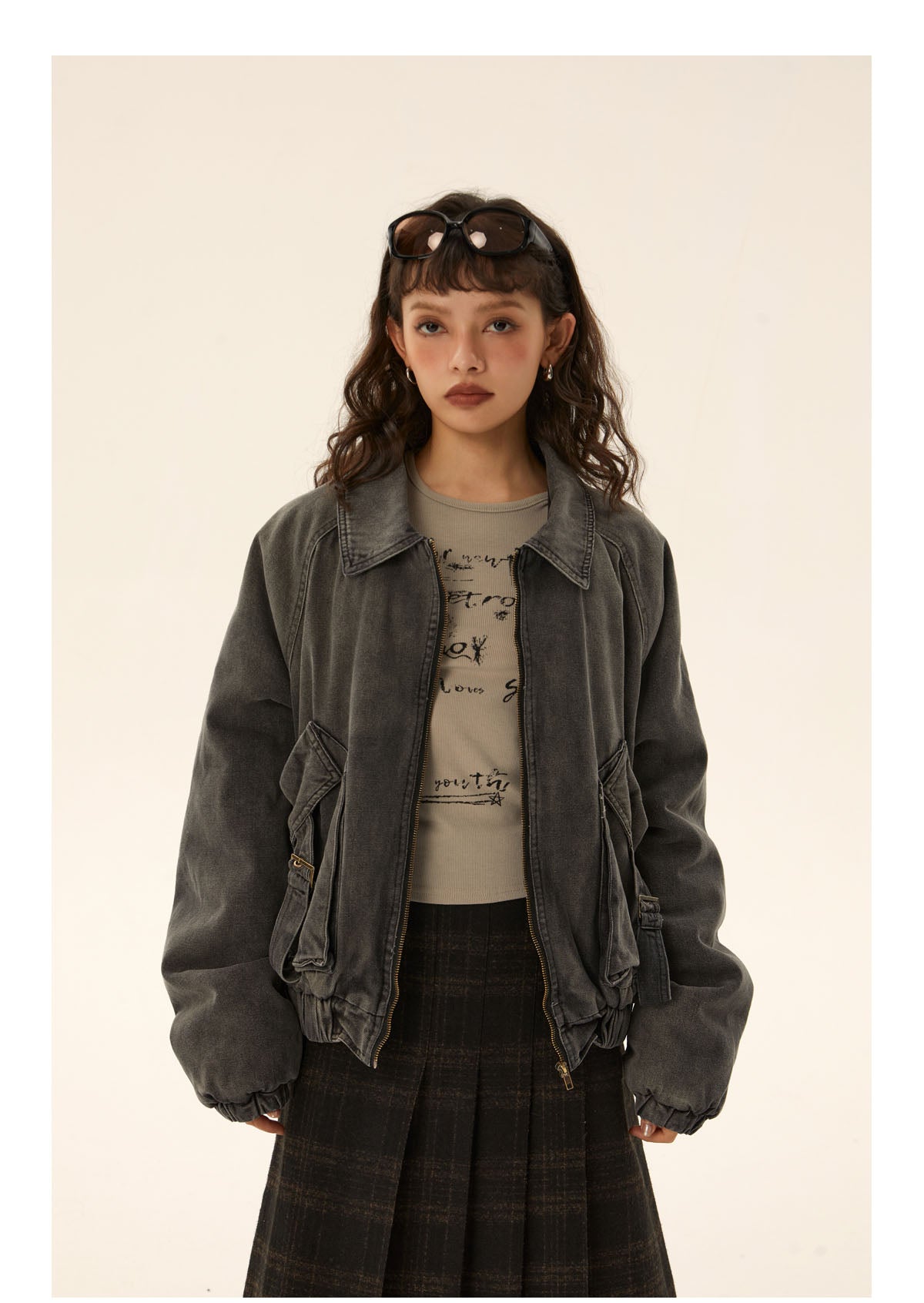 Loose fit casual zip hoodie P418