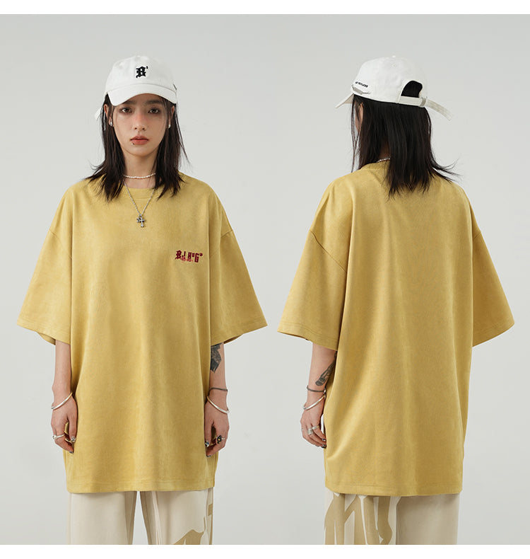 コントラストカラー 刺繍Tシャツ P2152