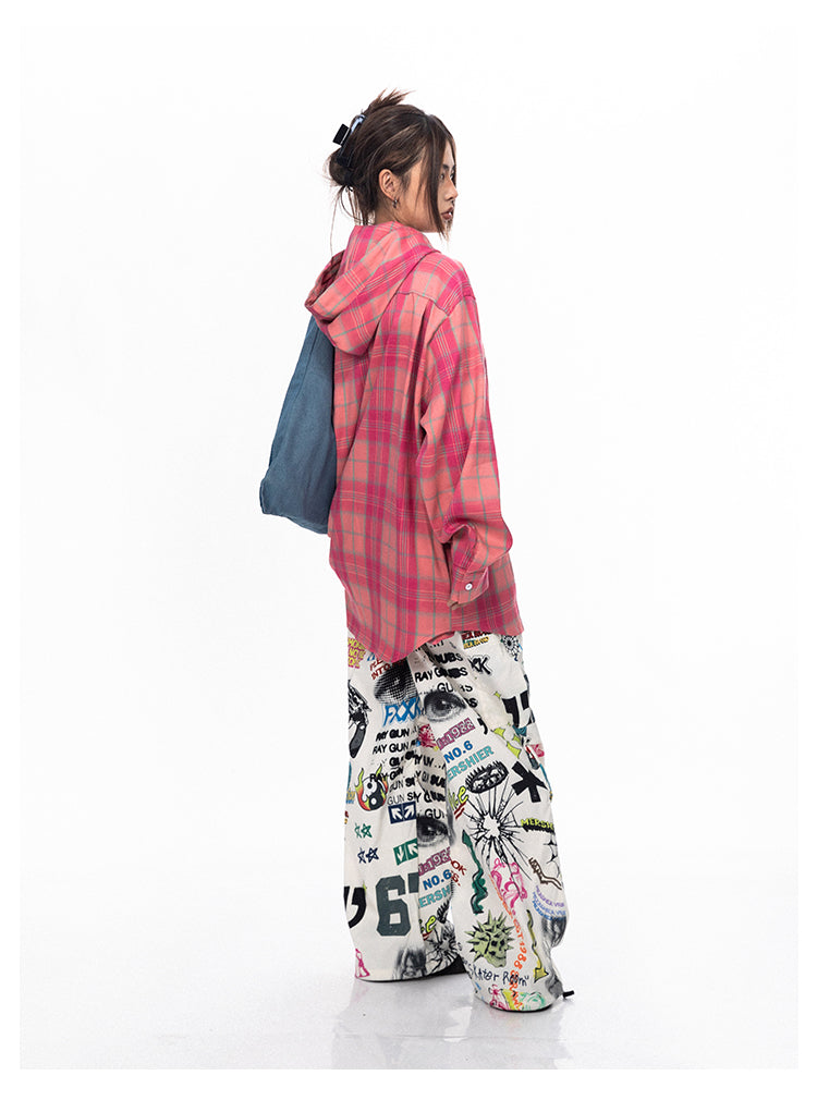 Hand-painted colorful graffiti wide pants P732