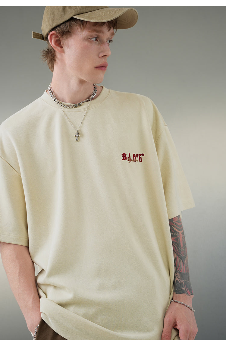 コントラストカラー 刺繍Tシャツ P2152