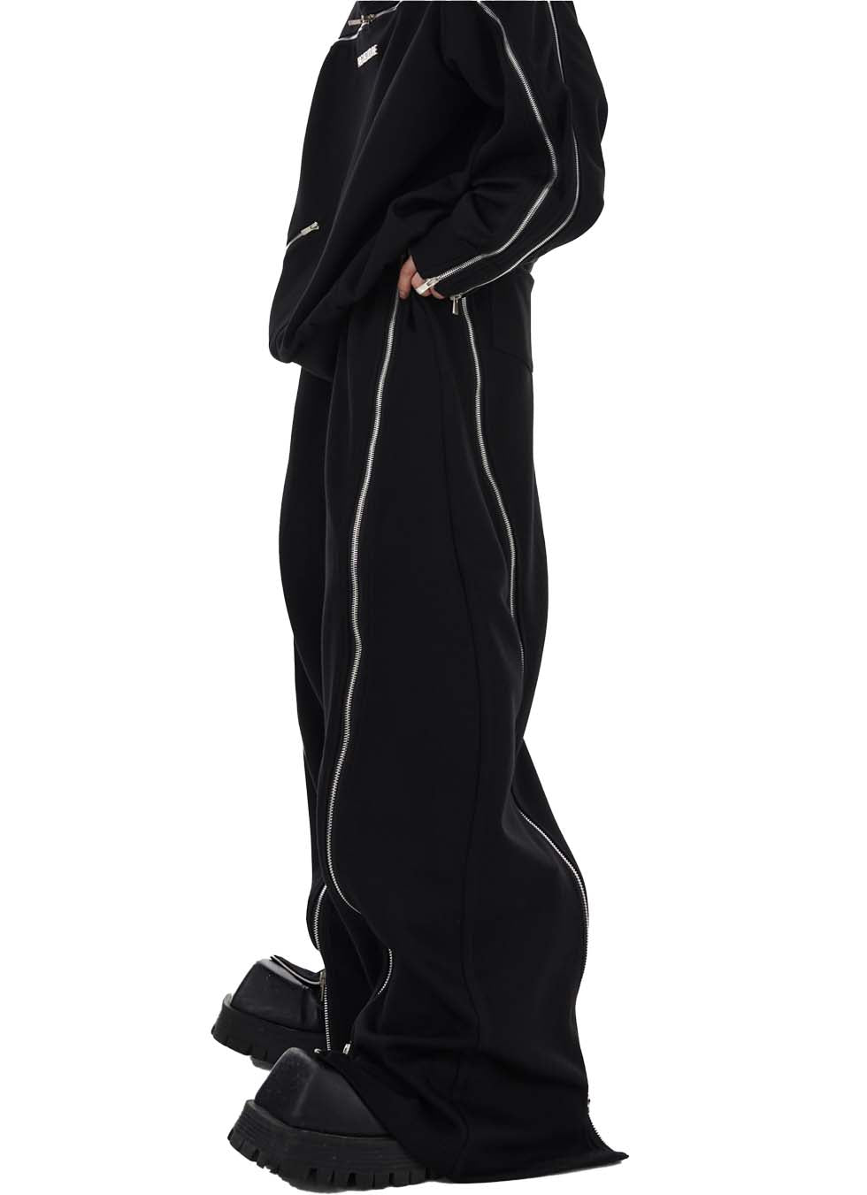ジッパー デザイン スウェット セットアップ P995