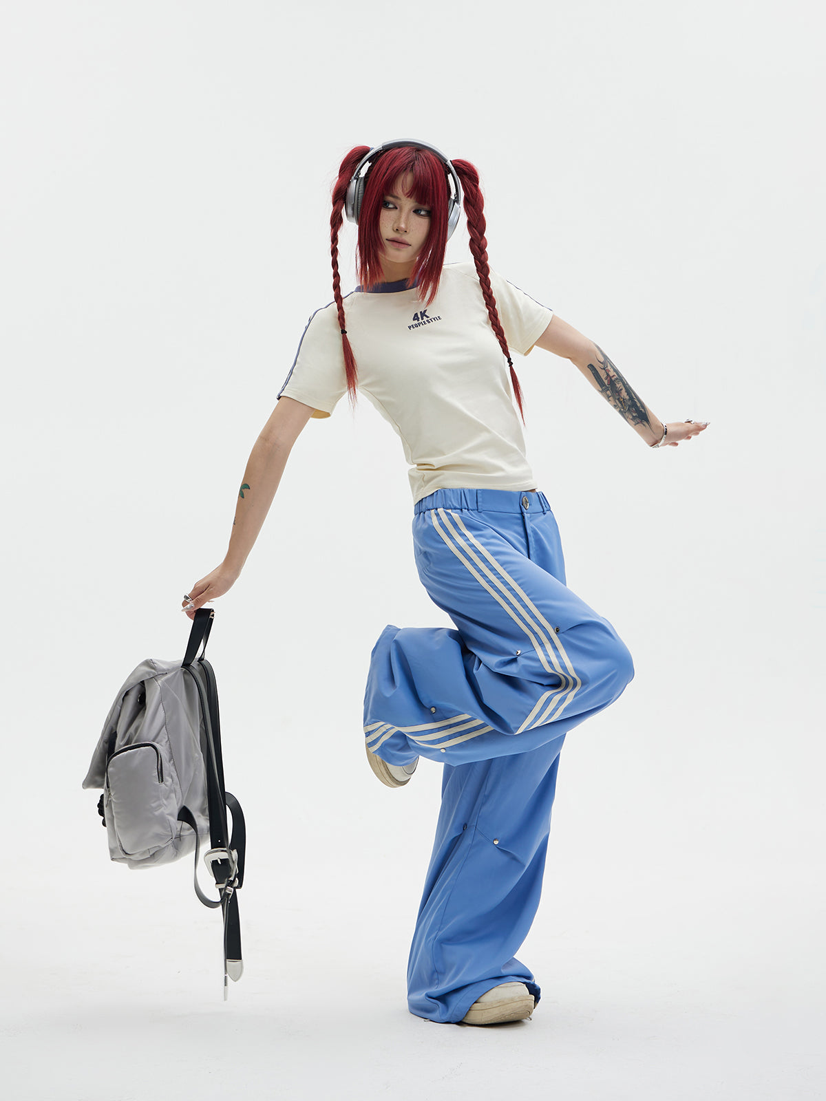 Wide leg side line casual pants P548