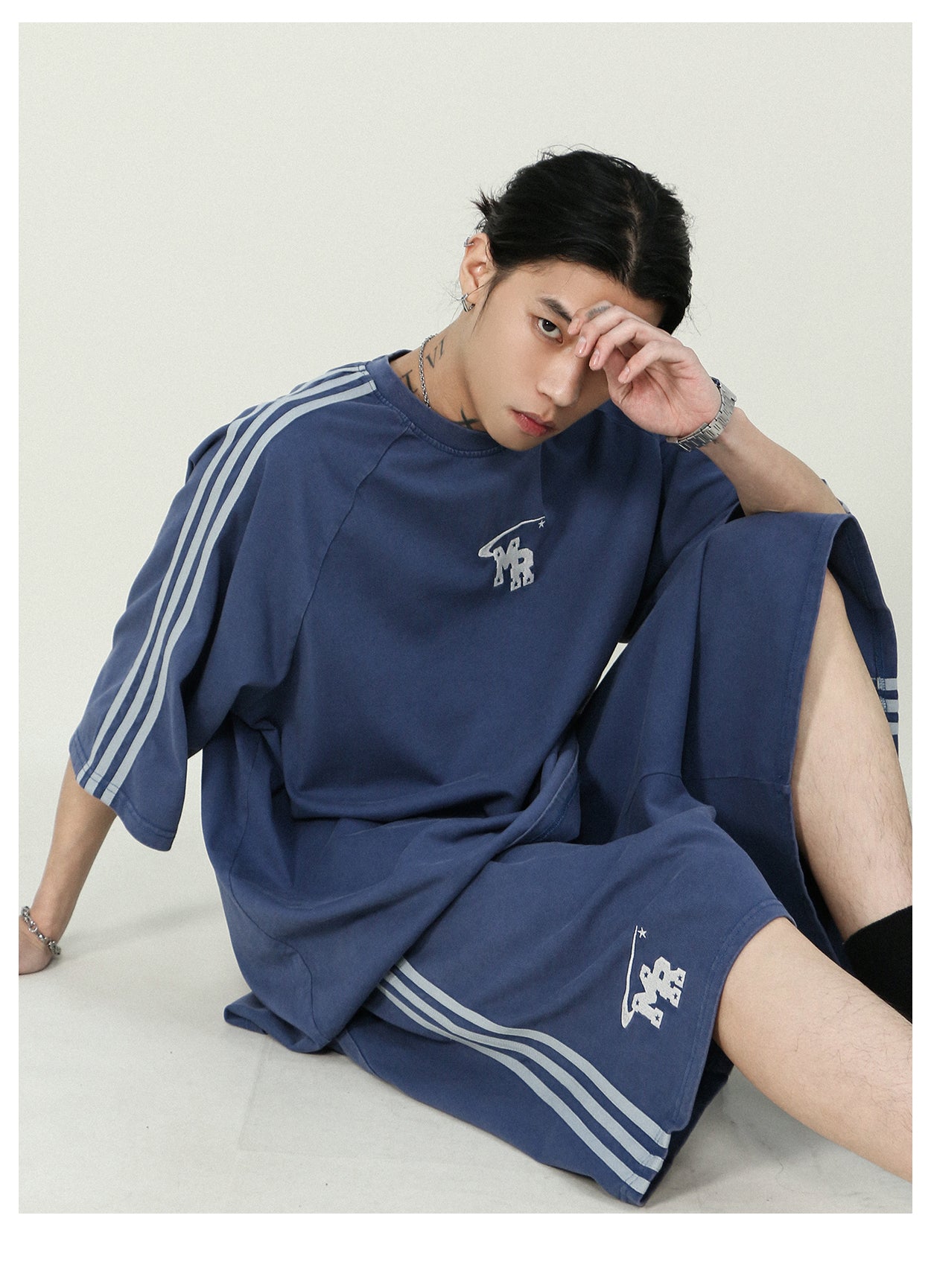 Oversized side line shorts P181