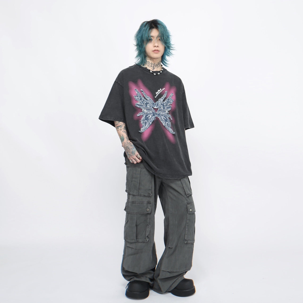 ダメージウォッシュド ショートスリーブTシャツ P1370
