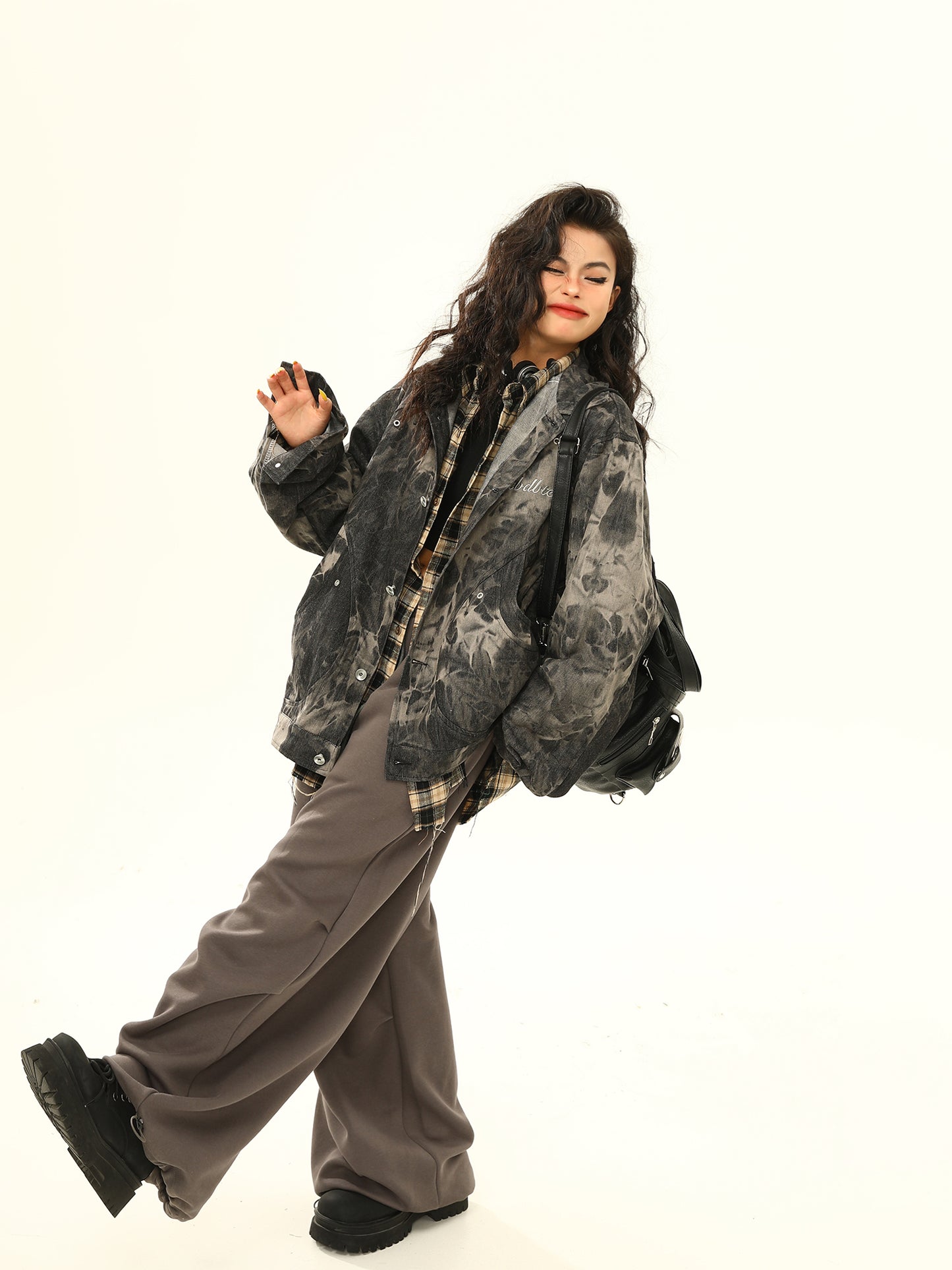 American retro tie-dye denim jacket P1334