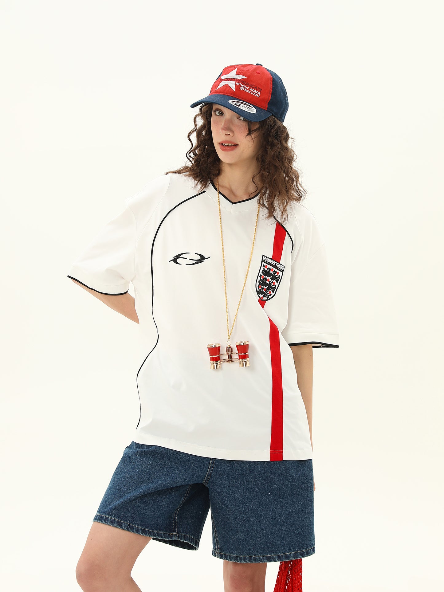 Vネック スポーツスタイル Tシャツ P2100