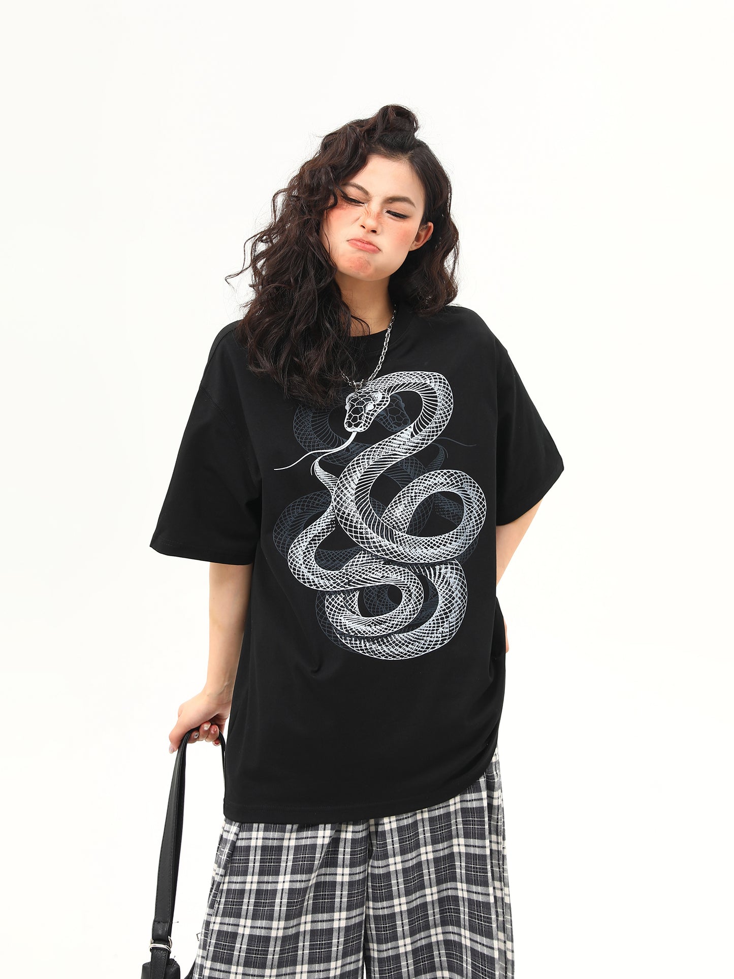 ユニセックス スネークプリント Tシャツ P2044