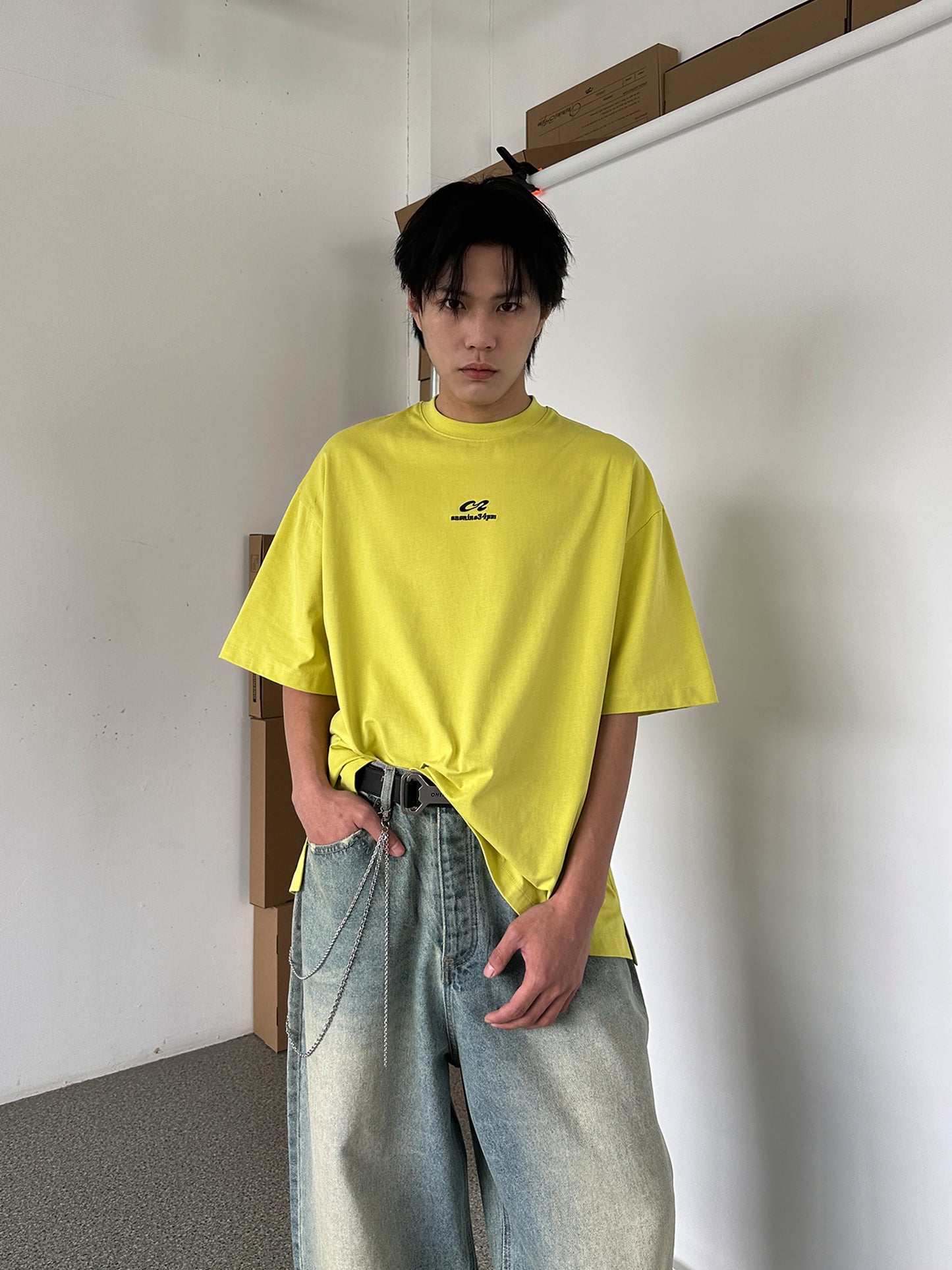 ルーズフィットシンプル刺繍Tシャツ P1469