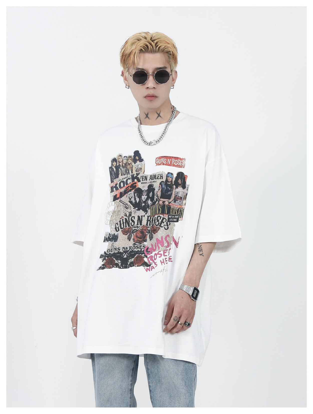 レトロフロントグラフィックTシャツ P198