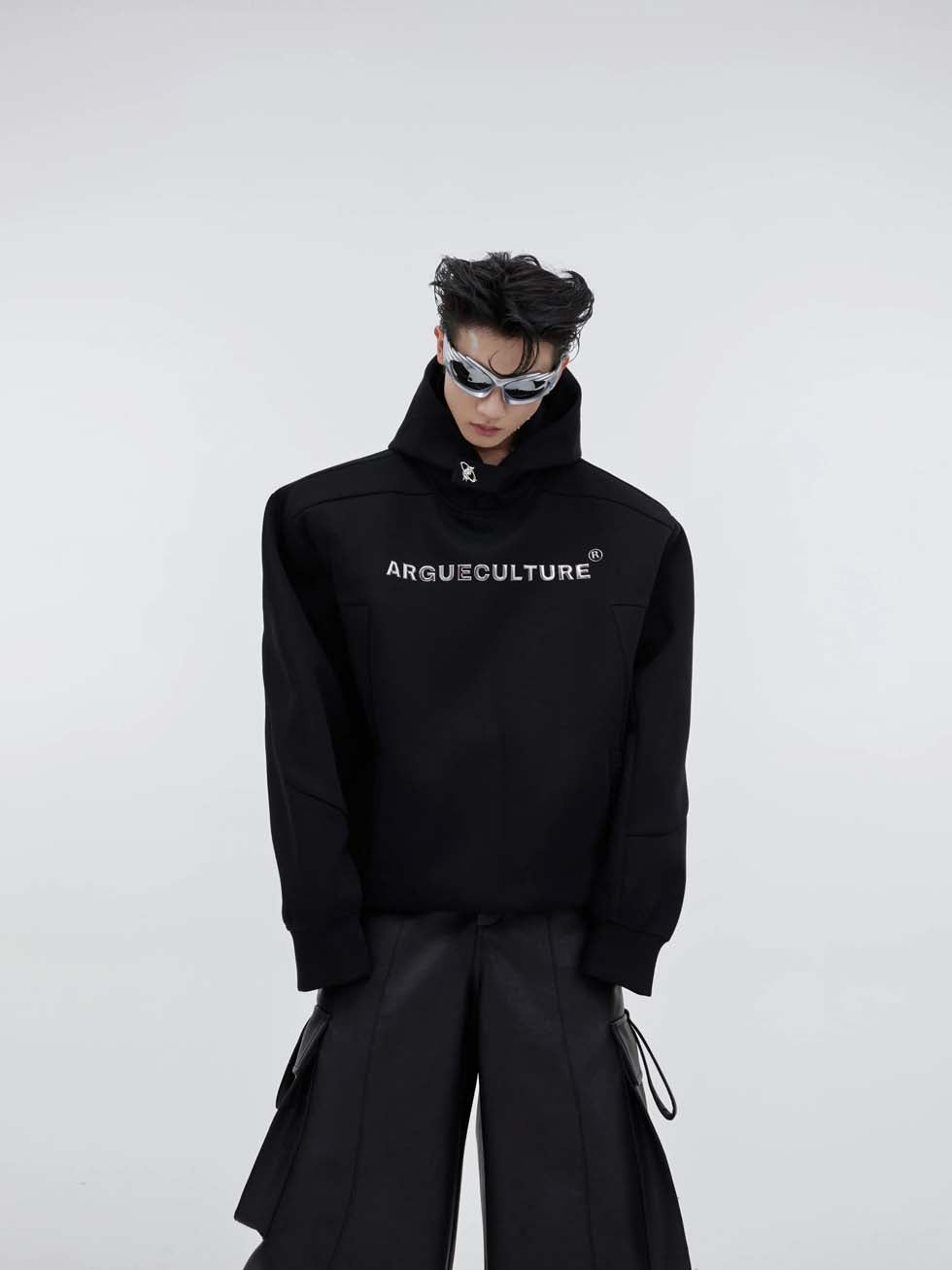 Shoulder pad hooded sweatshirt P1008