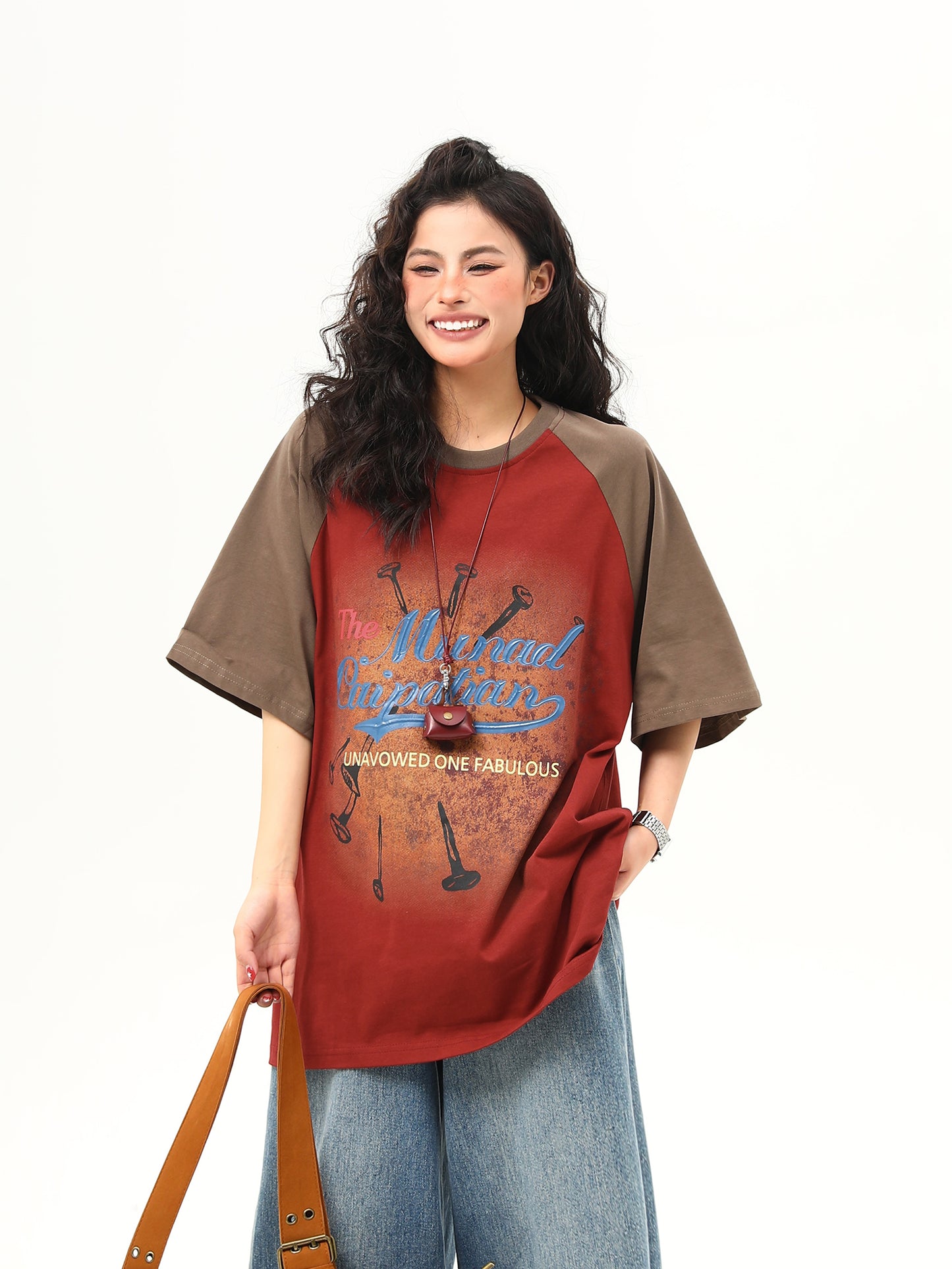 コントラストカラー ラグランスリーブ Tシャツ P2034