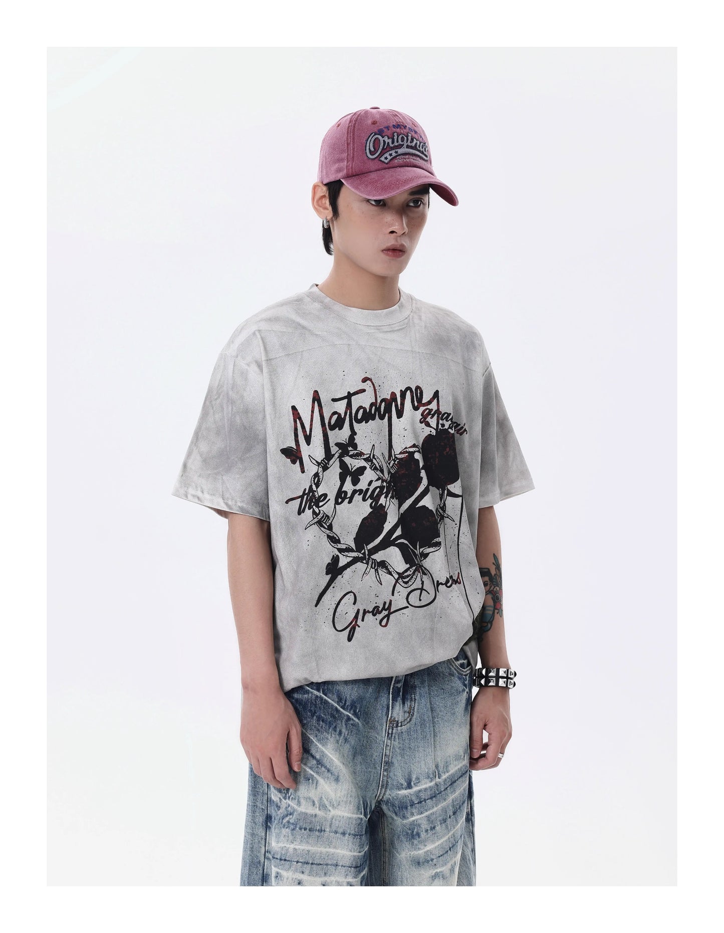 スプレーペイント ダーティウォッシュ 半袖Tシャツ P1458