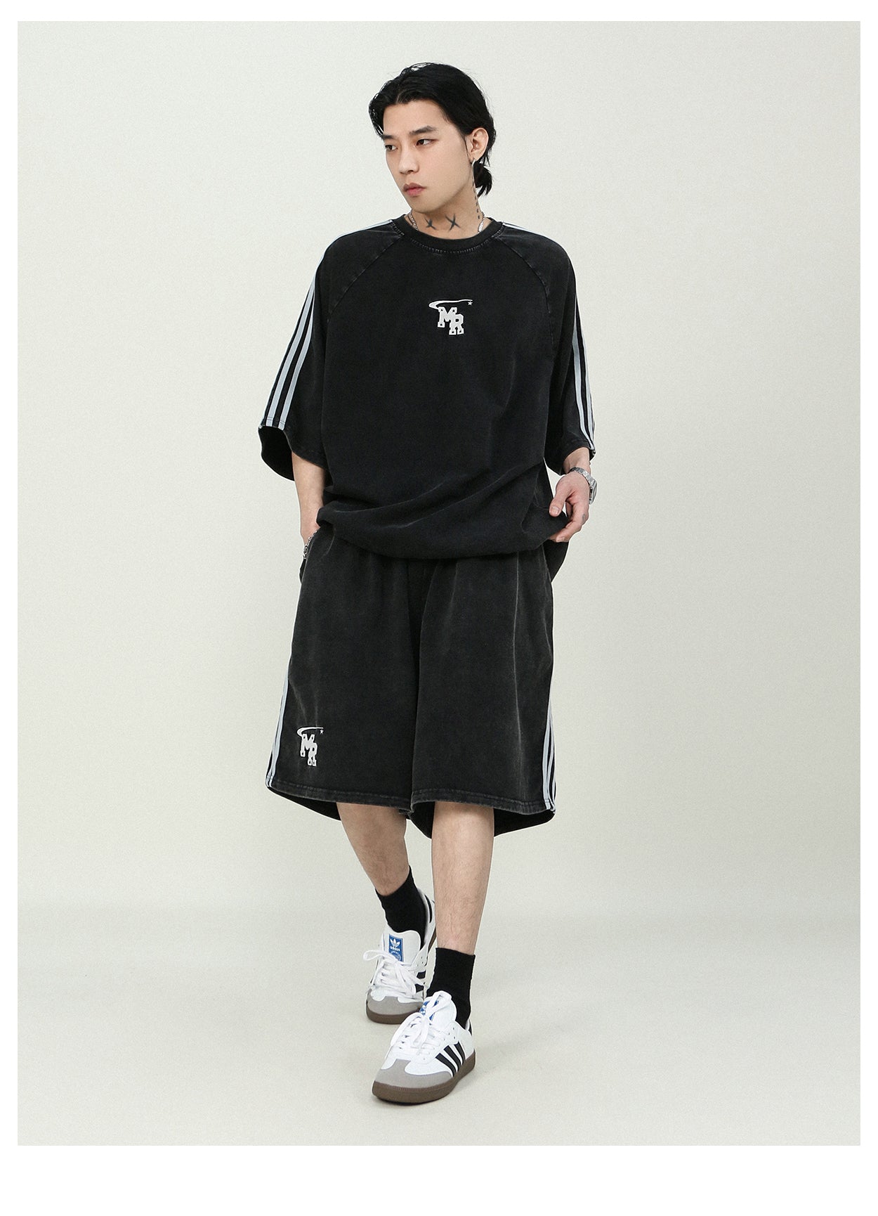 Oversized side line shorts P181