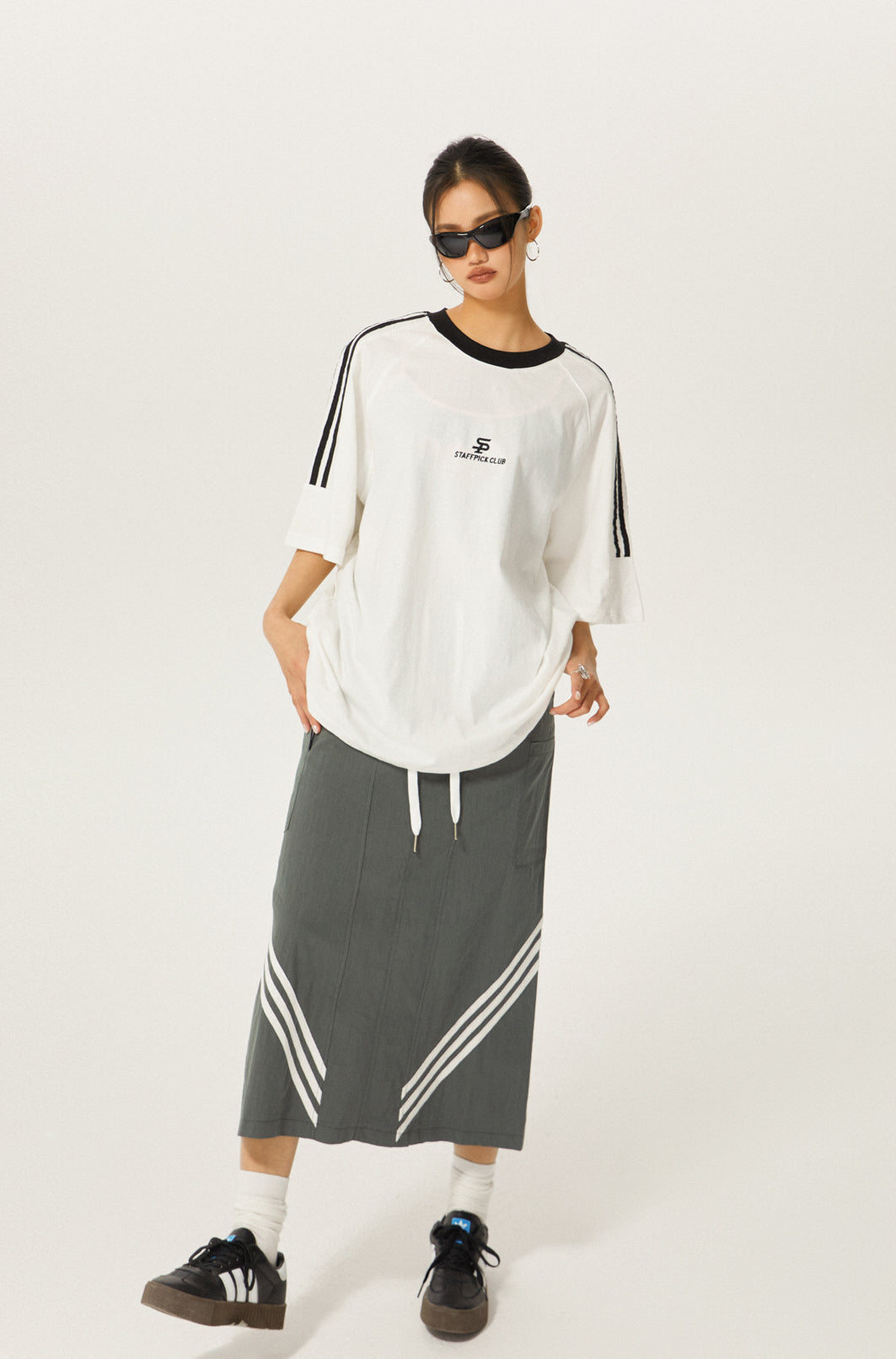 Round neck side line T-shirt P176