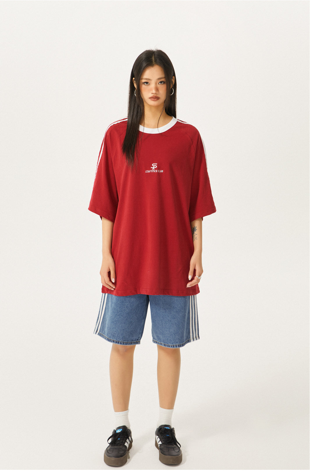 Round neck side line T-shirt P176