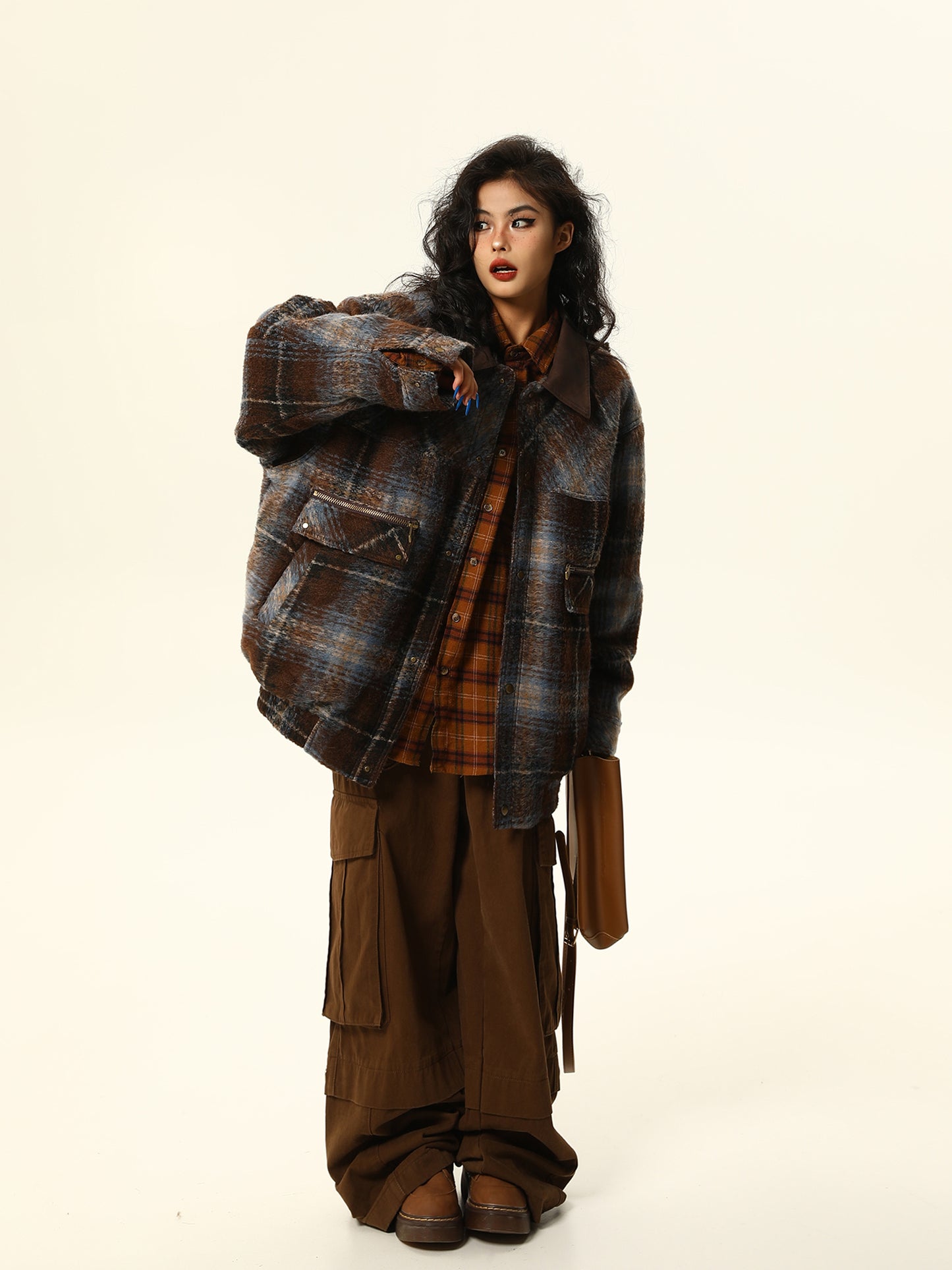 Wool check patterned cotton jacket P1263