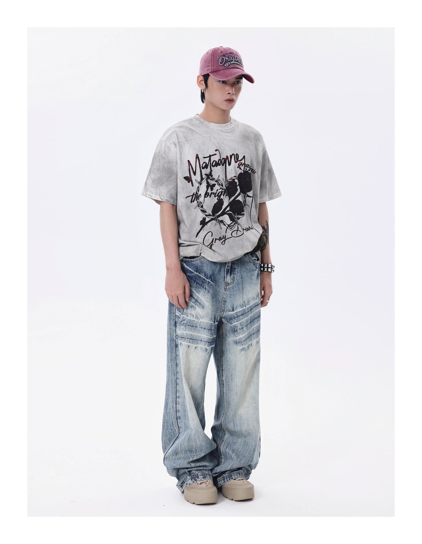 スプレーペイント ダーティウォッシュ 半袖Tシャツ P1458