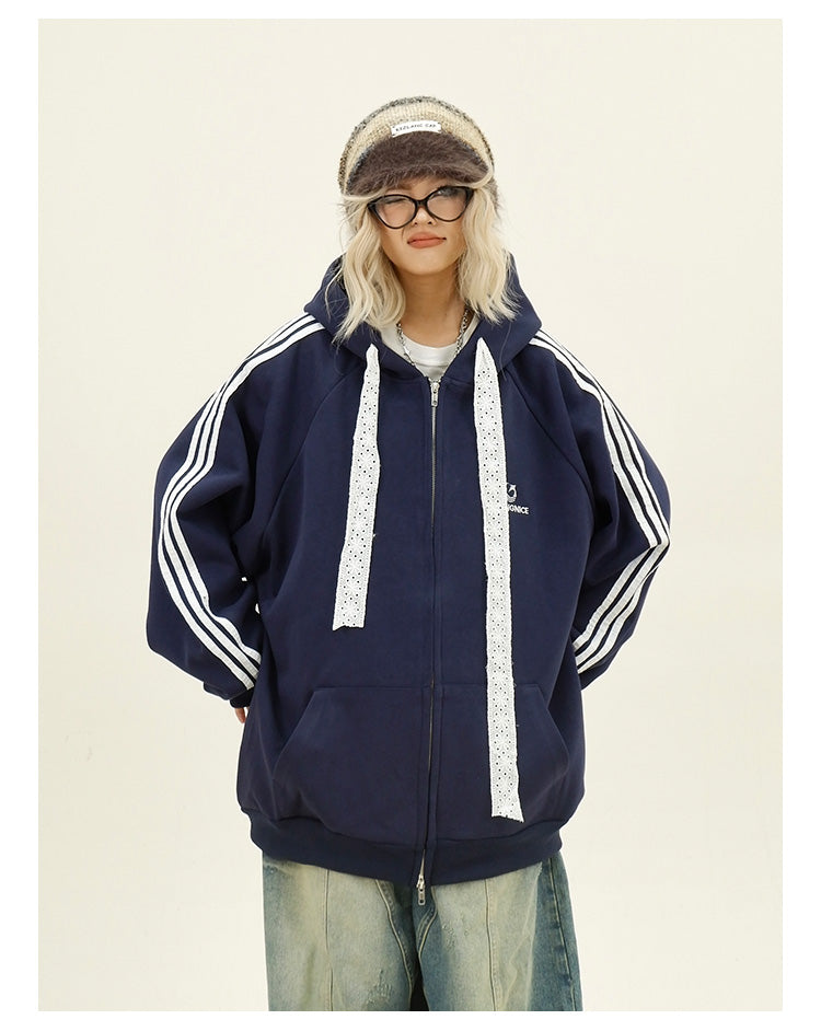 レースストラップサイドラインパーカー P1787