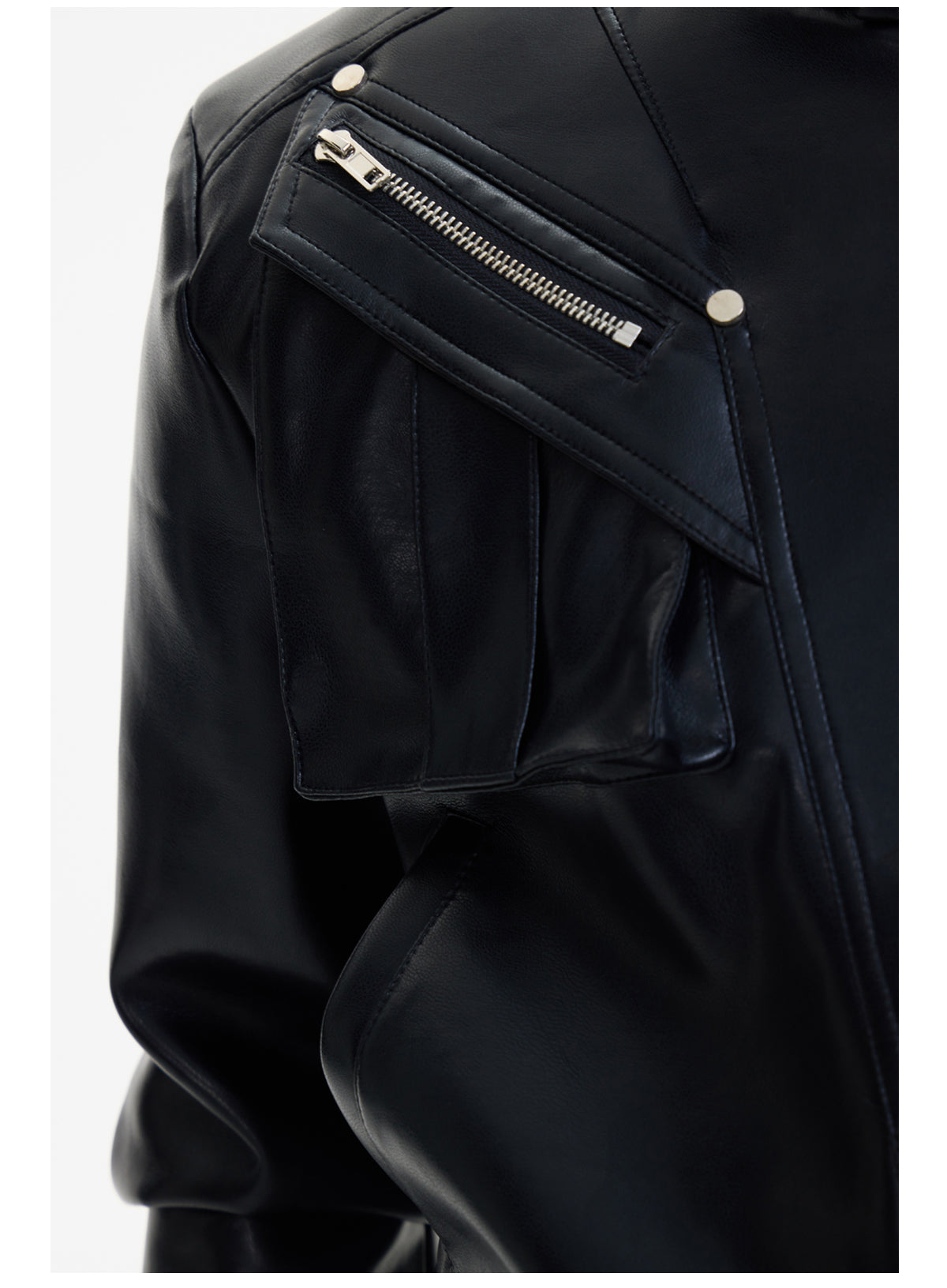 Shoulder pad leather jacket P541