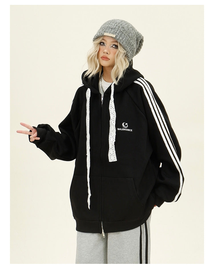 レースストラップサイドラインパーカー P1787