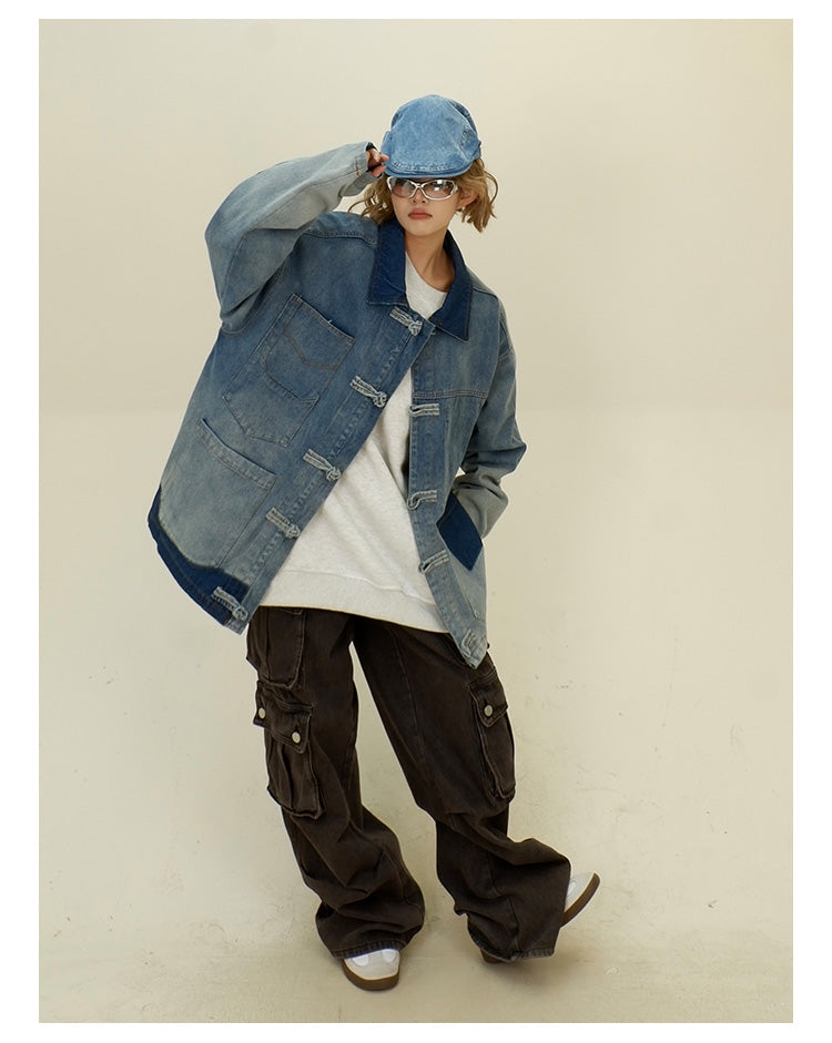 Distressed denim jacket P1276