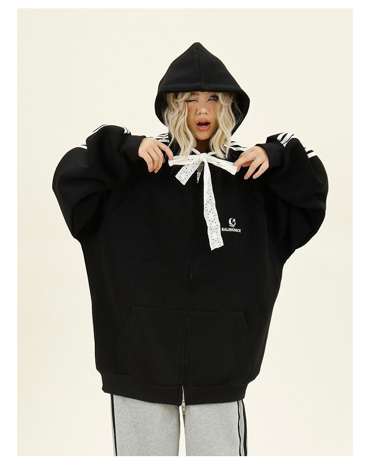 レースストラップサイドラインパーカー P1787