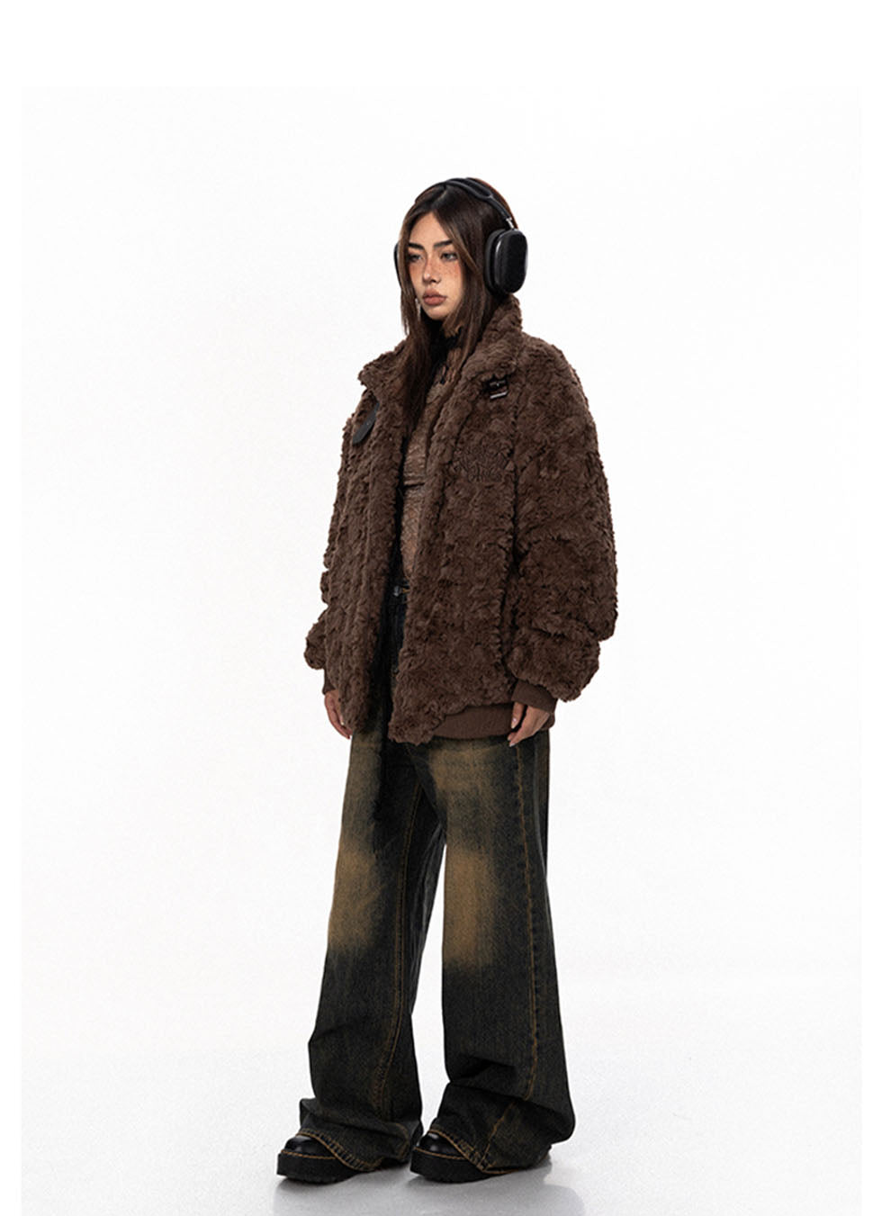 American Retro Fleece Strap Cotton Coat P679