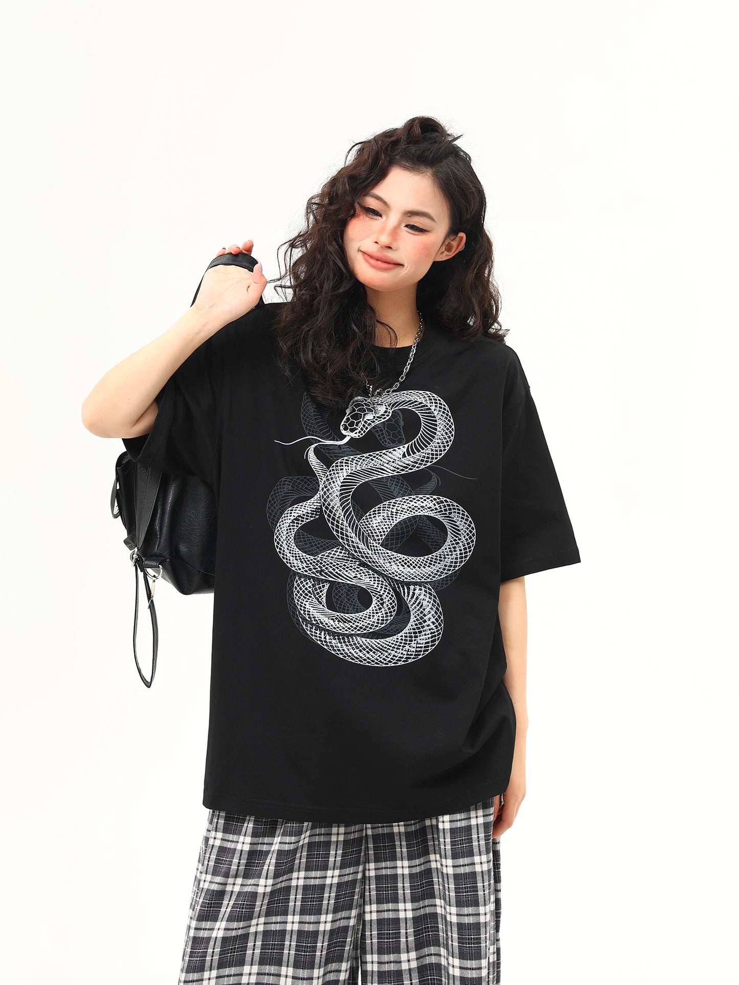 ユニセックス スネークプリント Tシャツ P2044