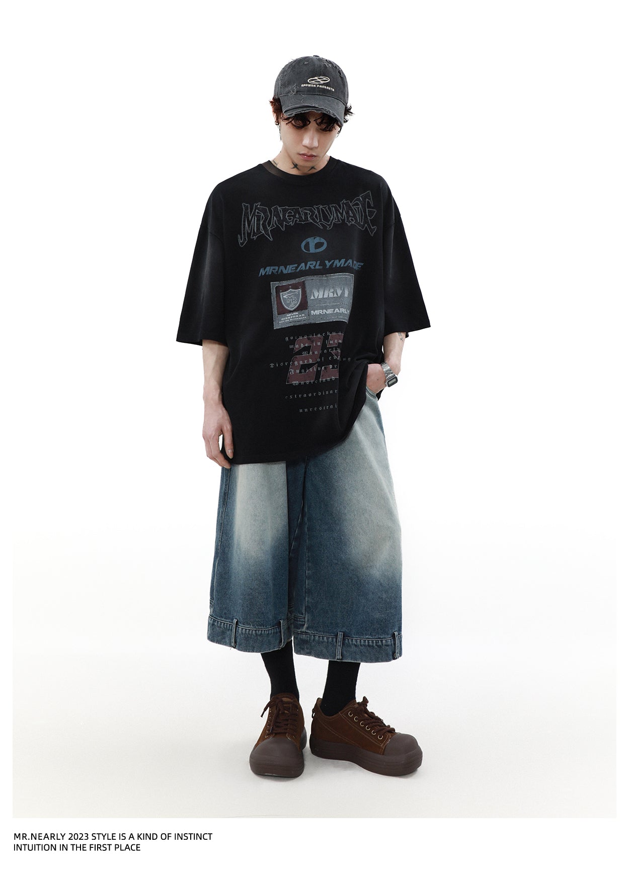 하이 스트리트 데미지 반소매 티셔츠 P1350