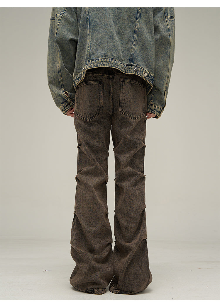 American retro slim flare washed denim pants P610