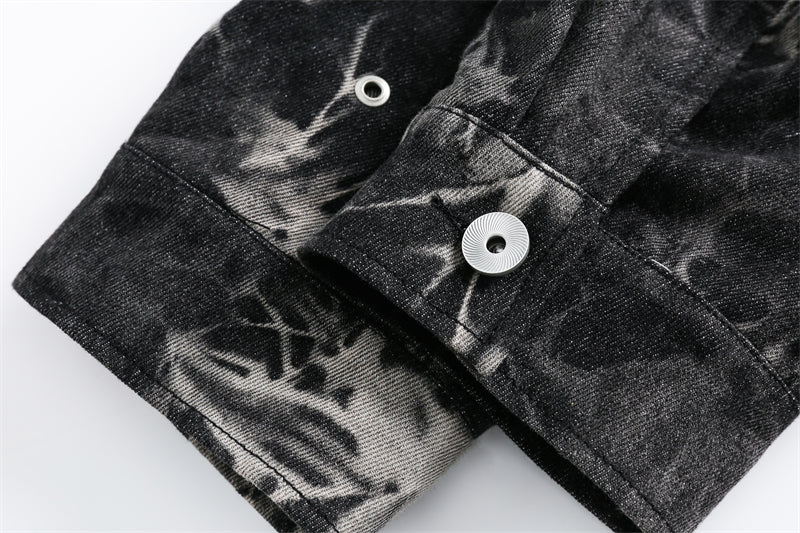 American retro tie-dye denim jacket P1334