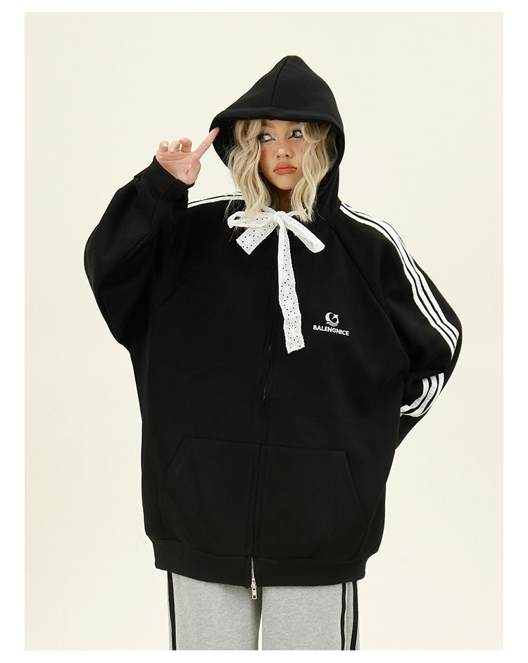 レースストラップサイドラインパーカー P1787