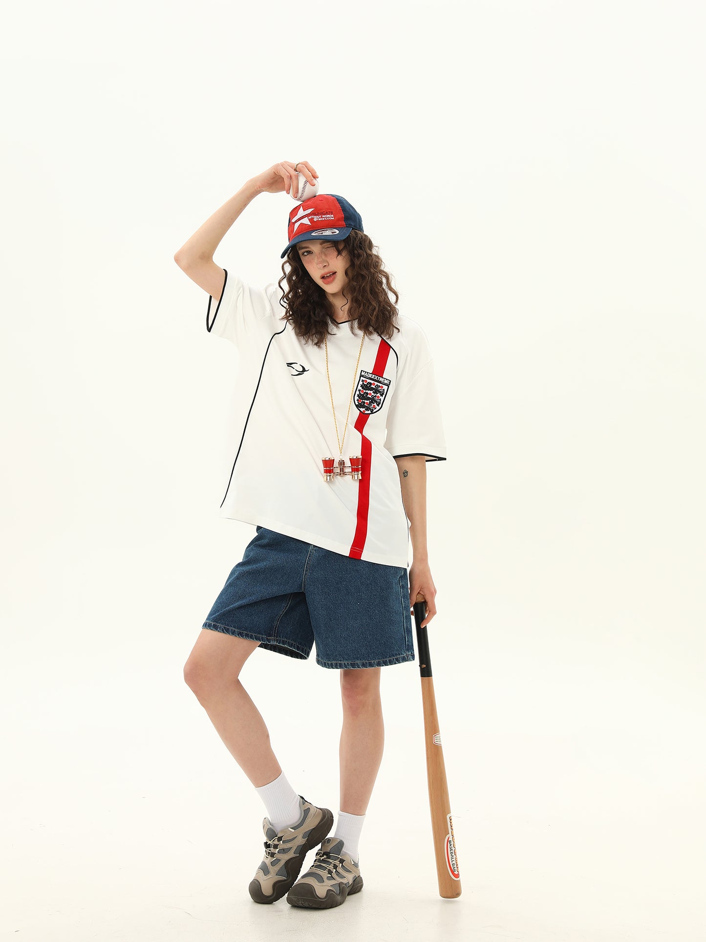 Vネック スポーツスタイル Tシャツ P2100