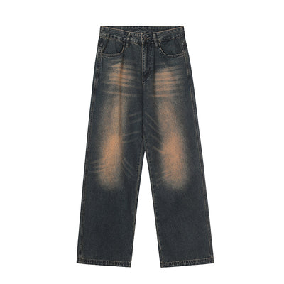 Washed retro denim pants P184