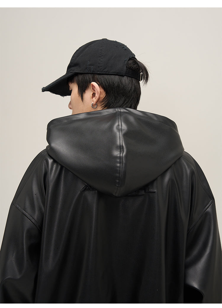사이드 포켓 가죽 지퍼 재킷 P672
