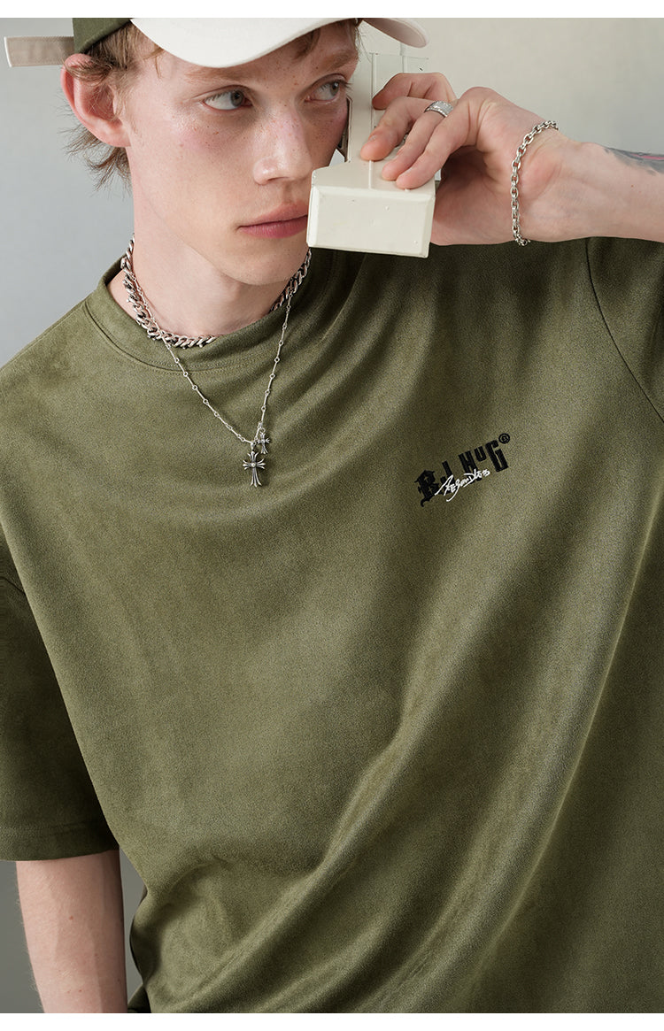 コントラストカラー 刺繍Tシャツ P2152