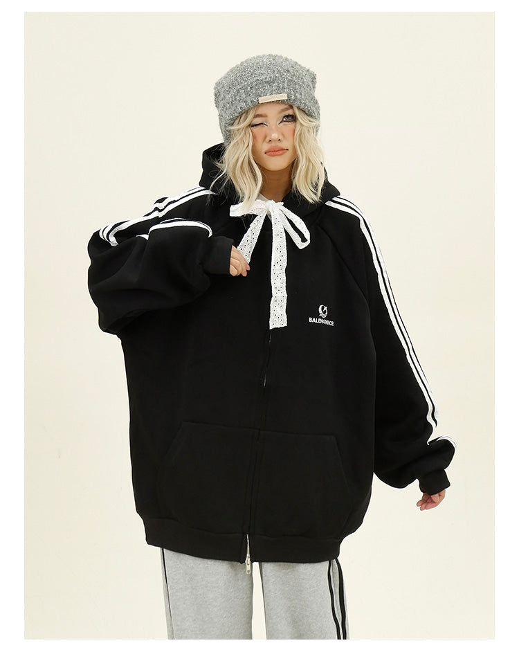 レースストラップサイドラインパーカー P1787