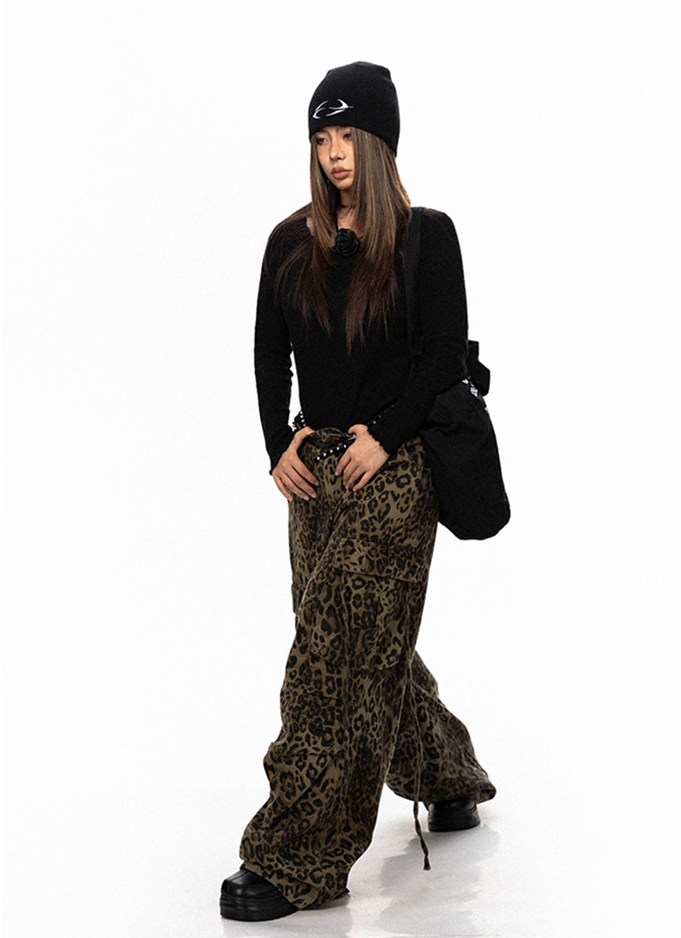 Street leopard print casual pants P719