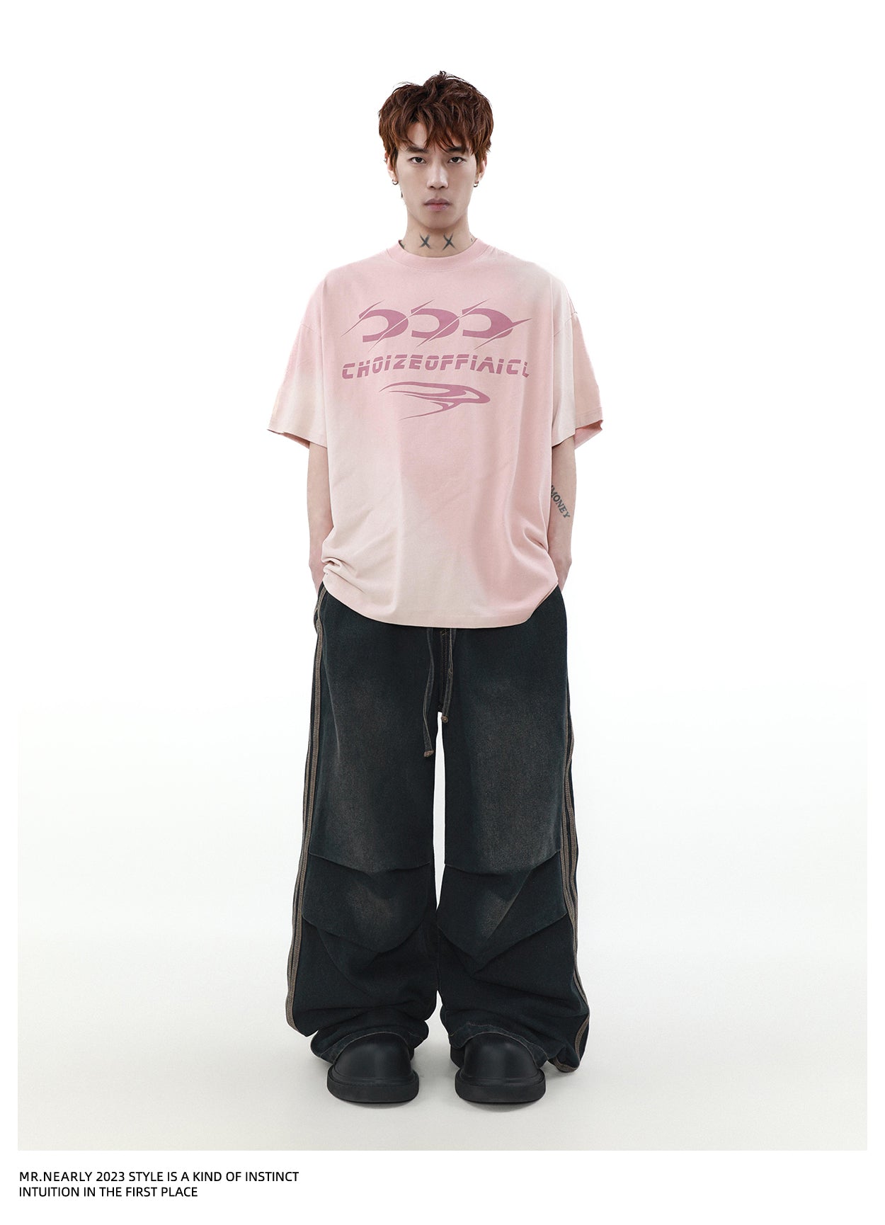 American retro wash gradient short sleeve T-shirt P1339