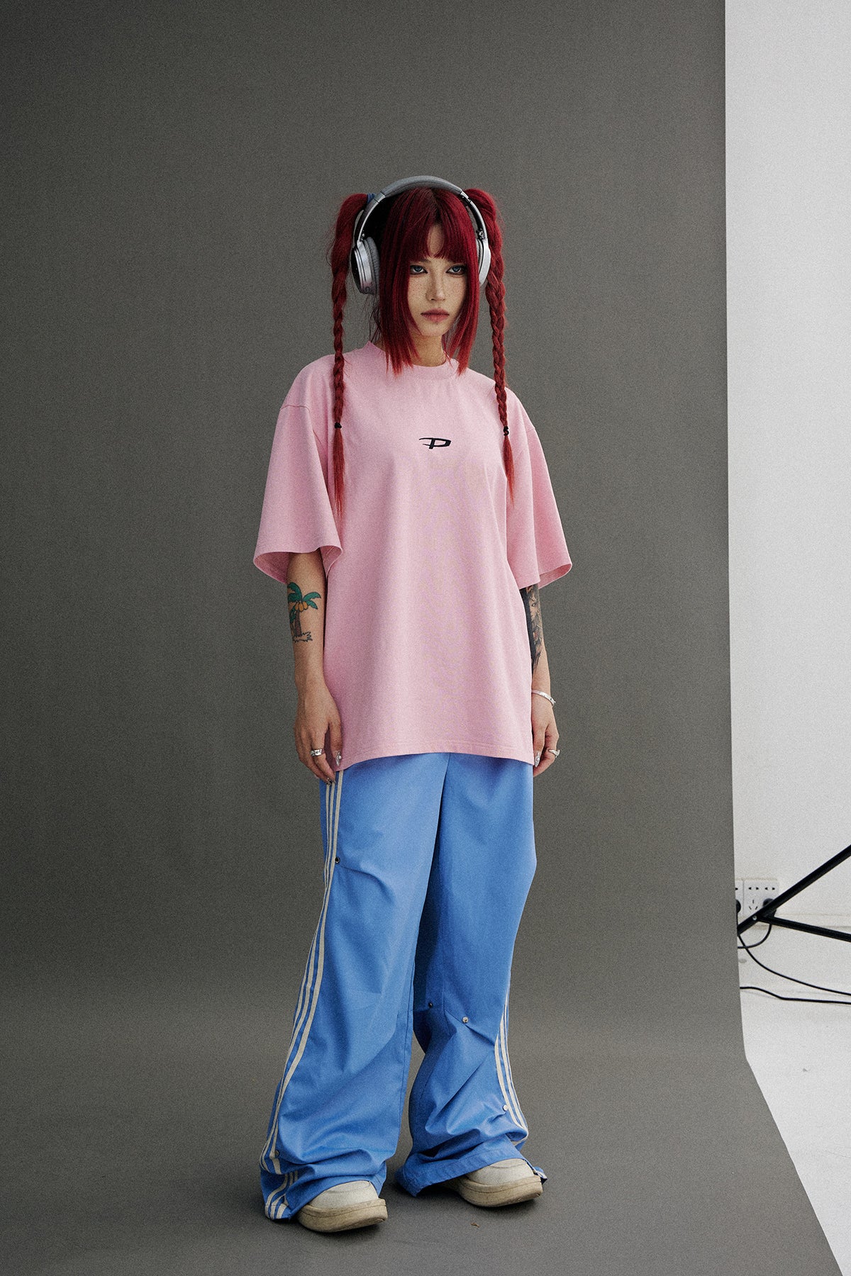Wide leg side line casual pants P548