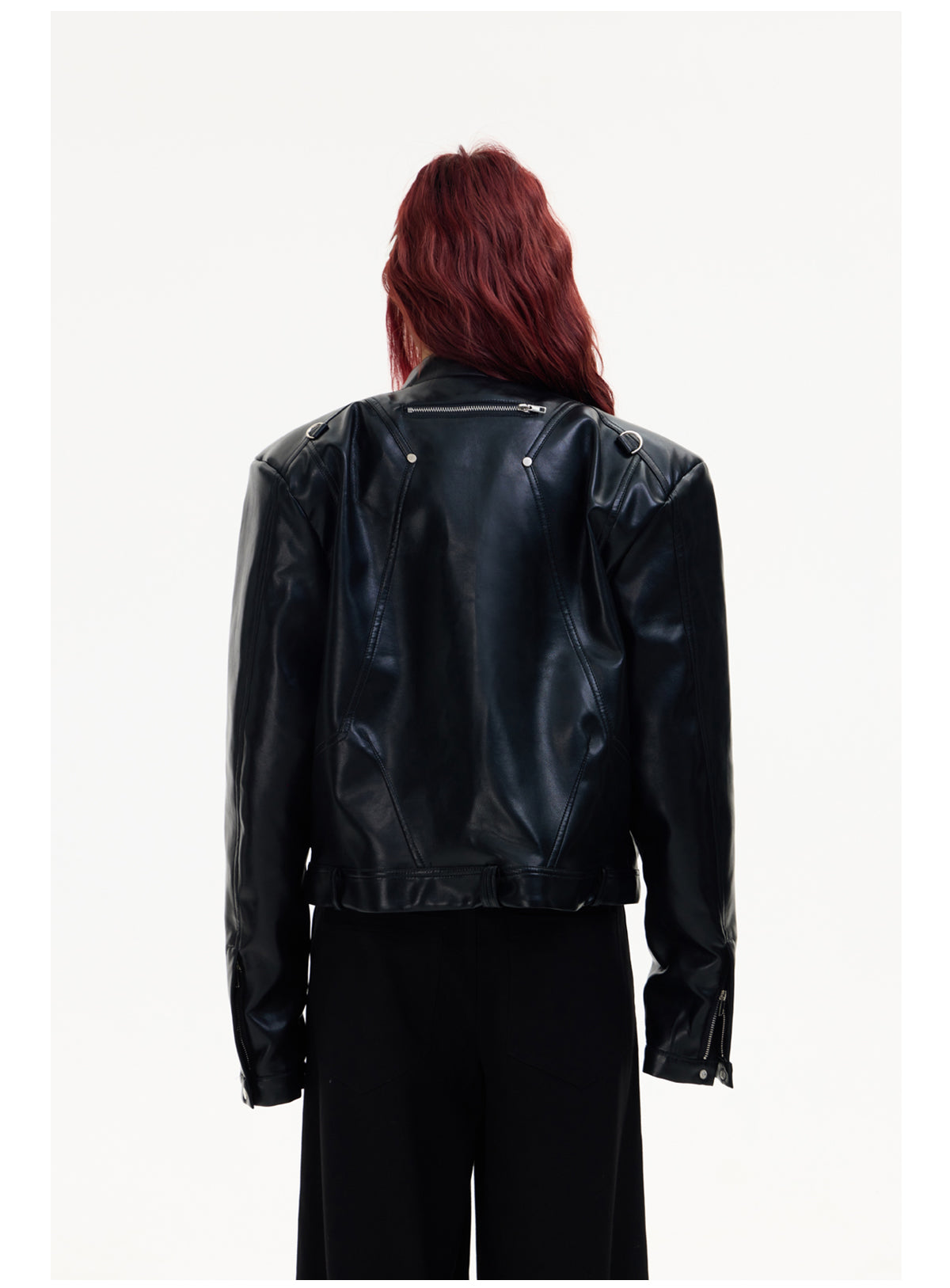 Shoulder pad leather jacket P541